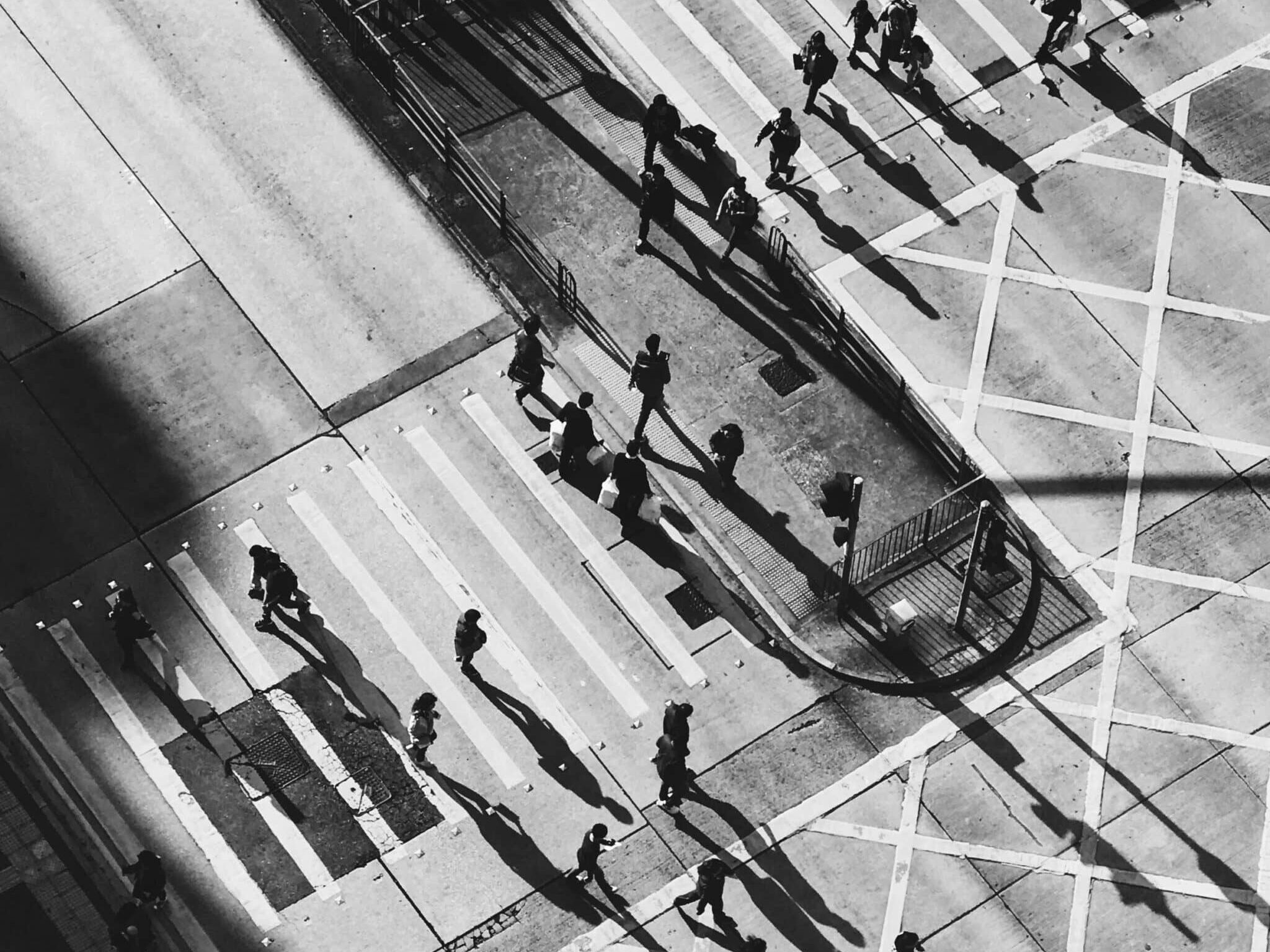 black and white road street walking direction